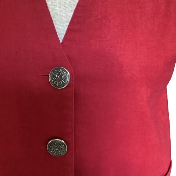 VTG Roo Crossing Linen Cotton Vest Top Sz S Red 25Q - Picture 7 of 9